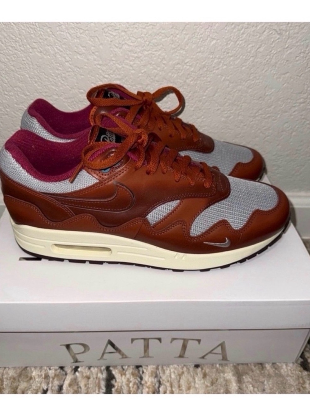 Air Max 1 x Patta Men’s Brown & Grey Leather Sneakers